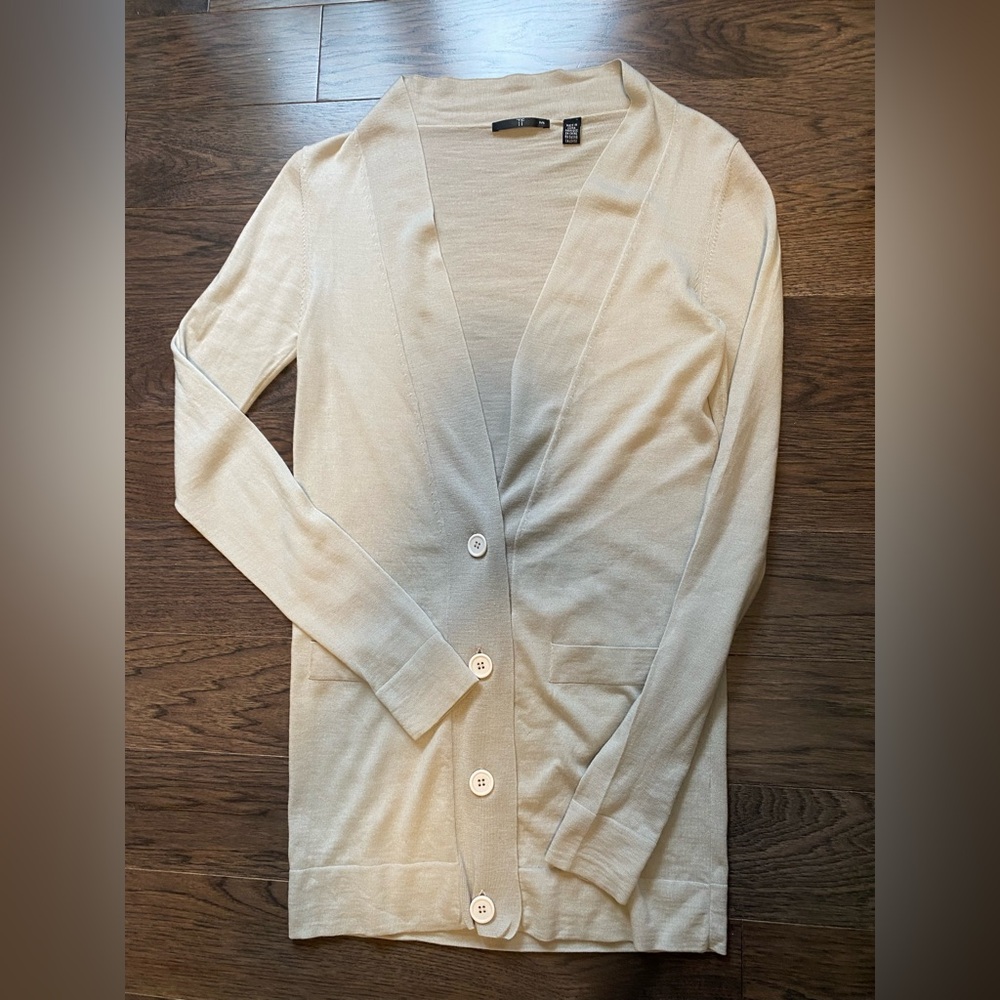 Elegant Teenflo Dove Grey Long Cardigan Small